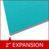 Light blue legal size end tab classification folder with 2" gray tyvek expansion. 18 pt. paper stock. Packaged 25/125.