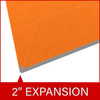 Orange legal size end tab classification folder with 2" gray tyvek expansion. 18 pt. paper stock. Packaged 25/125.