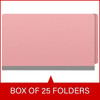 Pink legal size end tab classification folder with 2" gray tyvek expansion. 18 pt. paper stock. Packaged 25/125.