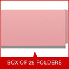 Pink legal size end tab classification folder with 2" gray tyvek expansion and 2" bonded fasteners on inside front and inside back. 18 pt. paper stock, 25/Box
