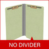 Peridot green legal size end tab classification folder with 2" dark green tyvek expansion and 2" bonded fasteners on inside front and inside back. 25 pt type 3 pressboard stock, 25/Box