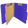 Purple letter size top tab classification folder with 2" gray tyvek expansion, with 2" bonded fasteners on inside front and inside back and 1" duo fastener on divider. 18 pt. paper stock and 17 pt brown kraft dividers. Packaged 10/50.