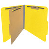 Yellow letter size top tab classification folder with 2" gray tyvek expansion, with 2" bonded fasteners on inside front and inside back and 1" duo fastener on divider. 18 pt. paper stock and 17 pt brown kraft dividers. Packaged 10/50.