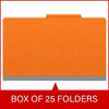 Orange legal size top tab classification folder with 2" gray tyvek expansion. 18 pt. paper stock. Packaged 25/125.