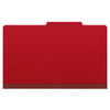 Deep red legal size top tab classification folder with 2" gray tyvek expansion and 2" bonded fasteners on inside front and inside back. 25 pt type 3 pressboard stock, 25/Box