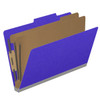 Purple legal size top tab classification folder with 2" gray tyvek expansion, with 2" bonded fasteners on inside front and inside back and 1" duo fastener on dividers. 18 pt. paper stock and 17 pt brown kraft dividers. Packaged 10/50.