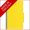 Yellow legal size top tab classification folder with 2" gray tyvek expansion, with 2" bonded fasteners on inside front and inside back and 1" duo fastener on dividers. 18 pt. paper stock and 17 pt brown kraft dividers, 10/Box