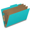 Light blue legal size top tab classification folder with 3" gray tyvek expansion, with 2" bonded fasteners on inside front and inside back and 1" duo fastener on dividers. 18 pt. paper stock and 17 pt brown kraft dividers. Packaged 10/50.