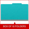 Light blue legal size top tab classification folder with 3" gray tyvek expansion, with 2" bonded fasteners on inside front and inside back and 1" duo fastener on dividers. 18 pt. paper stock and 17 pt brown kraft dividers. Packaged 10/50.