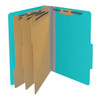 Light blue legal size top tab classification folder with 3" gray tyvek expansion, with 2" bonded fasteners on inside front and inside back and 1" duo fastener on dividers. 18 pt. paper stock and 17 pt brown kraft dividers. Packaged 10/50.