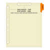 Ivory letter size side tab index divider with position 1 tab printed IMMUNIZATIONS/INJECTIONS and mylared in orange. 125# manila stock. Packaged 100.