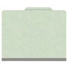 Pale green letter size top tab three divider classification folder with 3" gray tyvek expansion, with 2" bonded fasteners on inside front and inside back and 1" duo fastener on dividers - DV-T43-38-3PGN