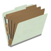 Pale green letter size top tab three divider classification folder with 3" gray tyvek expansion, with 2" bonded fasteners on inside front and inside back and 1" duo fastener on dividers - DV-T43-38-3PGN