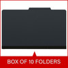 Black legal size top tab three divider classification folder with 3" gray tyvek expansion, with 2" bonded fasteners on inside front and inside back and 1" duo fastener on dividers - DV-T53-38-3BLK
