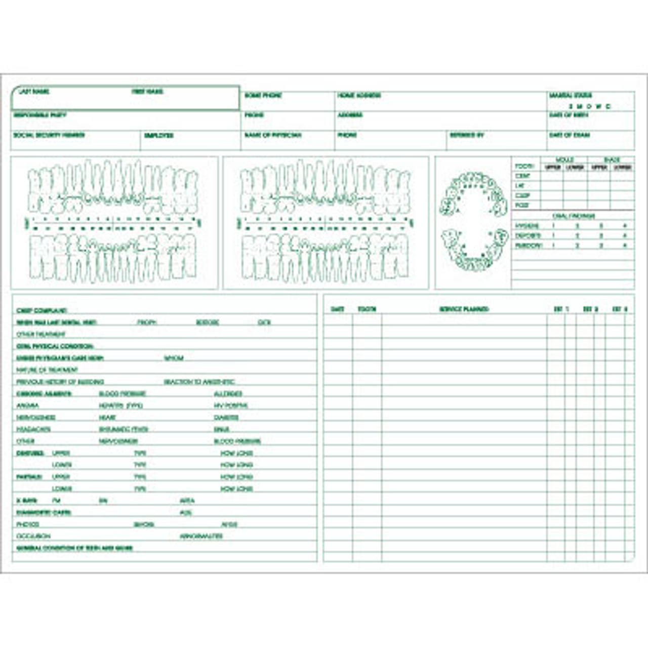 Printable Dental Charting Template