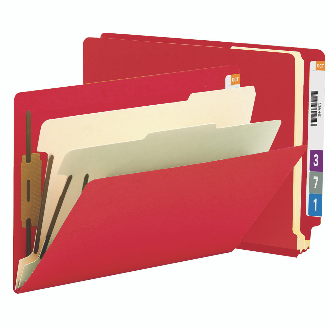 SMD26838 | Smead 26838 | Red End Tab Classification Folders | Two Dividers  | 2" Expansion | Letter Size