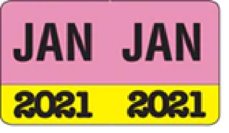 Month/Year Labels 2021 - January - 225 Labels Per Pack - 1-1/2