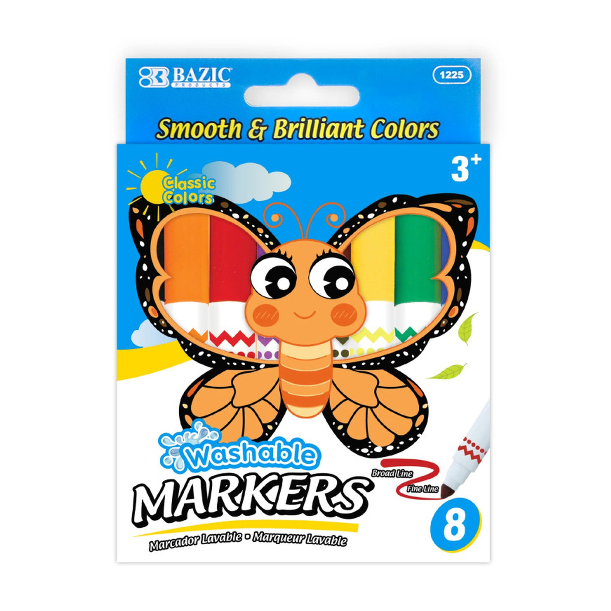 Jumbo Washable Broad Line Markers, 8 Colors | FilingSupplies