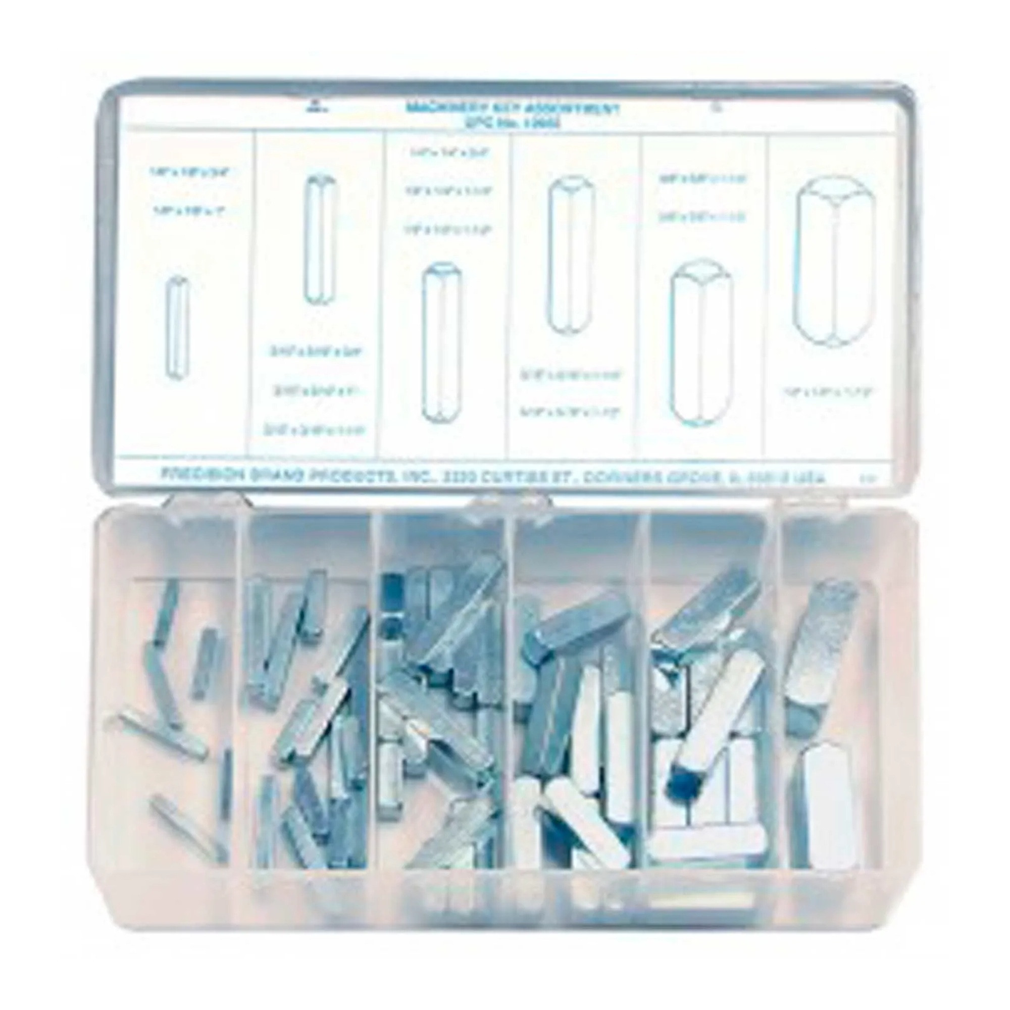 58-Piece Zinc-Plated Steel Machinery Key Assortment Kit