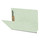 Pale green letter size end tab classification folder with 2" gray tyvek expansion and 2" bonded fasteners on inside front and inside back. 25 pt type 3 pressboard stock. Packaged 25/125.