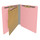 Pink letter size end tab classification folder with 2" gray tyvek expansion, with 2" bonded fasteners on inside front and inside back and 1" duo fastener on divider. 18 pt. paper stock and 17 pt brown kraft dividers. Packaged 10/50.