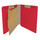 Red letter size end tab classification folder with 2" gray tyvek expansion, with 2" bonded fasteners on inside front and inside back and 1" duo fastener on divider. 18 pt. paper stock and 17 pt brown kraft dividers. Packaged 10/50.