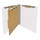 White letter size end tab classification folder with 2" gray tyvek expansion, with 2" bonded fasteners on inside front and inside back and 1" duo fastener on divider. 18 pt. paper stock and 17 pt brown kraft dividers. Packaged 10/50.