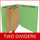 Green letter size end tab classification folder with 2" gray tyvek expansion, with 2" bonded fasteners on inside front and inside back and 1" duo fastener on dividers. 18 pt. paper stock and 17 pt brown kraft dividers. Packaged 10/50.