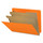 Orange letter size end tab classification folder with 2" gray tyvek expansion, with 2" bonded fasteners on inside front and inside back and 1" duo fastener on dividers. 18 pt. paper stock and 17 pt brown kraft dividers. Packaged 10/50.