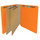 Orange letter size end tab classification folder with 2" gray tyvek expansion, with 2" bonded fasteners on inside front and inside back and 1" duo fastener on dividers. 18 pt. paper stock and 17 pt brown kraft dividers. Packaged 10/50.
