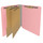 Pink letter size end tab classification folder with 2" gray tyvek expansion, with 2" bonded fasteners on inside front and inside back and 1" duo fastener on dividers. 18 pt. paper stock and 17 pt brown kraft dividers. Packaged 10/50.