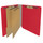 Red letter size end tab classification folder with 2" gray tyvek expansion, with 2" bonded fasteners on inside front and inside back and 1" duo fastener on dividers. 18 pt. paper stock and 17 pt brown kraft dividers. Packaged 10/50.