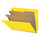 Yellow letter size end tab classification folder with 2" gray tyvek expansion, with 2" bonded fasteners on inside front and inside back and 1" duo fastener on dividers. 18 pt. paper stock and 17 pt brown kraft dividers. Packaged 10/50.
