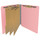 Pink letter size end tab classification folder with 3" gray tyvek expansion, with 2" bonded fasteners on inside front and inside back and 1" duo fastener on dividers. 18 pt. paper stock and 17 pt brown kraft dividers. Packaged 10/50.