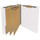 White letter size end tab classification folder with 3" gray tyvek expansion, with 2" bonded fasteners on inside front and inside back and 1" duo fastener on dividers. 18 pt. paper stock and 17 pt brown kraft dividers. Packaged 10/50.