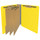 Yellow letter size end tab classification folder with 3" gray tyvek expansion, with 2" bonded fasteners on inside front and inside back and 1" duo fastener on dividers. 18 pt. paper stock and 17 pt brown kraft dividers. Packaged 10/50.