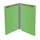Green legal size end tab classification folder with 2" gray tyvek expansion and 2" bonded fasteners on inside front and inside back. 18 pt. paper stock. Packaged 25/125.