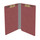 Dark red legal size end tab classification folder with 2" russet brown tyvek expansion and 2" bonded fasteners on inside front and inside back. 25 pt type 3 pressboard stock. Packaged 25/125.