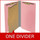 Pink legal size end tab classification folder with 2" gray tyvek expansion, with 2" bonded fasteners on inside front and inside back and 1" duo fastener on divider. 18 pt. paper stock and 17 pt brown kraft dividers. Packaged 10/50.