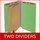 Green legal size end tab classification folder with 2" gray tyvek expansion, with 2" bonded fasteners on inside front and inside back and 1" duo fastener on dividers. 18 pt. paper stock and 17 pt brown kraft dividers. Packaged 10/50.
