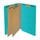 Light blue legal size end tab classification folder with 2" gray tyvek expansion, with 2" bonded fasteners on inside front and inside back and 1" duo fastener on dividers. 18 pt. paper stock and 17 pt brown kraft dividers. Packaged 10/50.