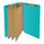 Light blue legal size end tab classification folder with 3" gray tyvek expansion, with 2" bonded fasteners on inside front and inside back and 1" duo fastener on dividers. 18 pt. paper stock and 17 pt brown kraft dividers. Packaged 10/50.