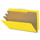 Yellow legal size end tab classification folder with 3" gray tyvek expansion, with 2" bonded fasteners on inside front and inside back and 1" duo fastener on dividers. 18 pt. paper stock and 17 pt brown kraft dividers. Packaged 10/50.