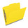 Yellow letter size top tab classification folder with 2" gray tyvek expansion and 2" bonded fasteners on inside front and inside back. 18 pt. paper stock. Packaged 25/125.