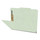 Pale green letter size top tab classification folder with 2" gray tyvek expansion and 2" bonded fasteners on inside front and inside back. 25 pt type 3 pressboard stock. Packaged 25/125.