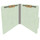 Pale green letter size top tab classification folder with 2" gray tyvek expansion and 2" bonded fasteners on inside front and inside back. 25 pt type 3 pressboard stock. Packaged 25/125.