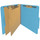 Blue letter size top tab classification folder with 2" gray tyvek expansion, with 2" bonded fasteners on inside front and inside back and 1" duo fastener on dividers. 18 pt. paper stock and 17 pt brown kraft dividers. Packaged 10/50.