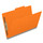 Orange legal size top tab classification folder with 2" gray tyvek expansion and 2" bonded fasteners on inside front and inside back. 18 pt. paper stock, 25/Box