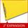 Yellow legal size top tab classification folder with 2" gray tyvek expansion and 2" bonded fasteners on inside front and inside back. 18 pt. paper stock. Packaged 25/125.