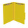 Yellow legal size top tab classification folder with 2" lemon yellow tyvek expansion and 2" bonded fasteners on inside front and inside back. 25 pt type 3 pressboard stock. Packaged 25/125.
